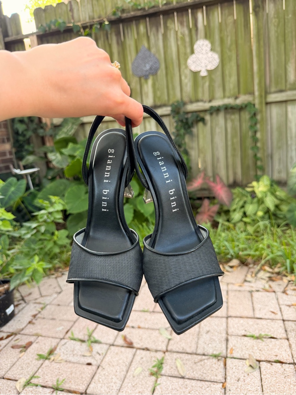 Gianni Bini Black Slingback Square-Toe Sandals